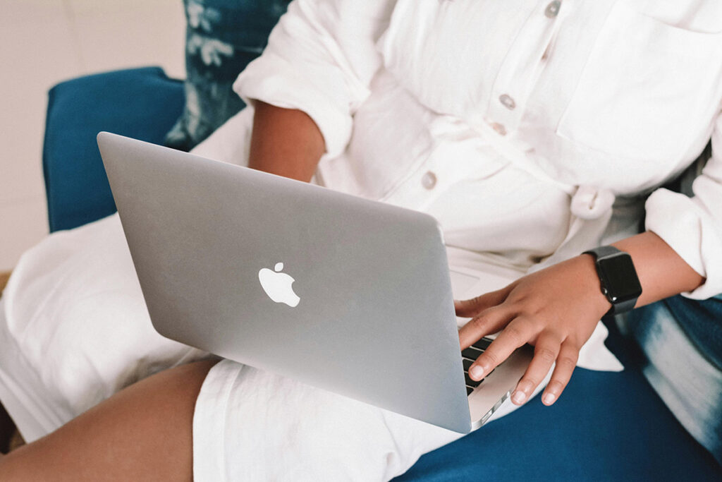 woman using a laptop